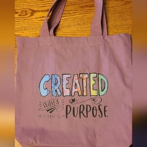 Mauve Tote Bag with Colorful Design On Both Sides